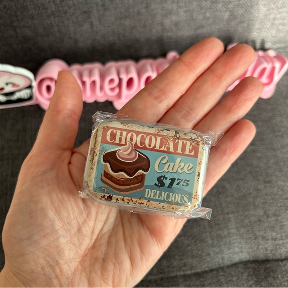 Accessories - “CHOCOLATE Cake $1.75 DELICIOUS” Mini Travel Tin, Pill, Jewelry Gift Box, Blue
